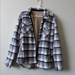 Sage Blue and White Plaid Jacket